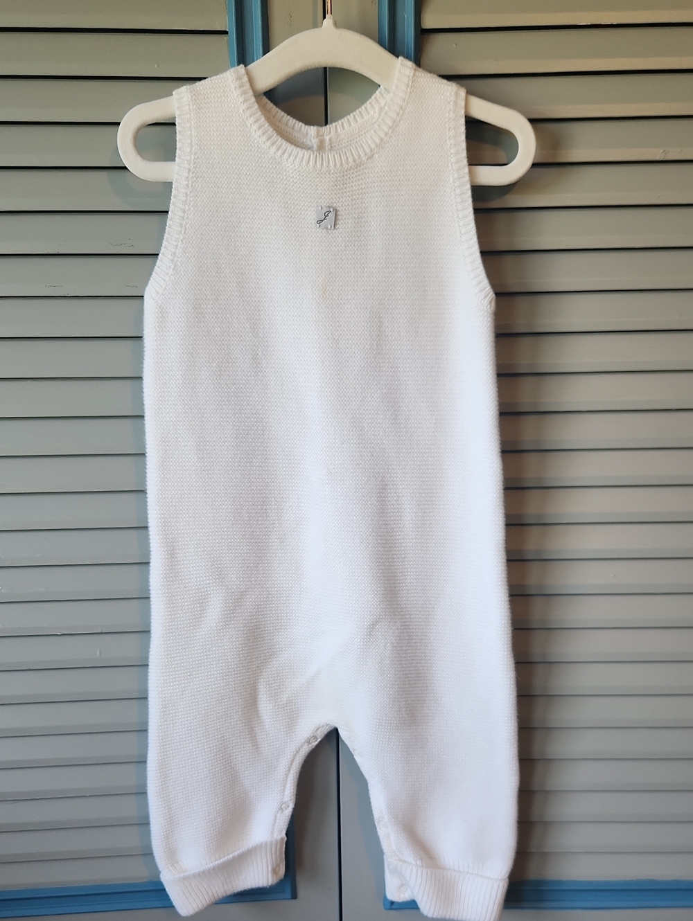 Jacadi Paris Unisex White Knit Baby Romper
